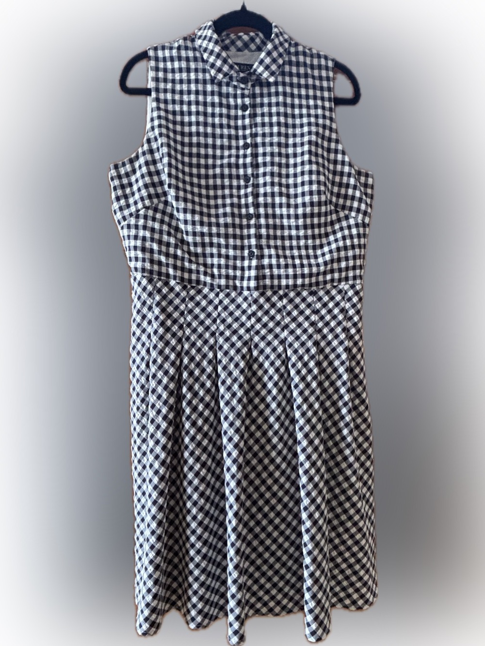 Ralph Lauren Black and White Gingham Sleeveless Button Dress
